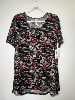 LuLaRoe Perfect T Short Sleeve Floral Camo Tee - Pink, Green, Black